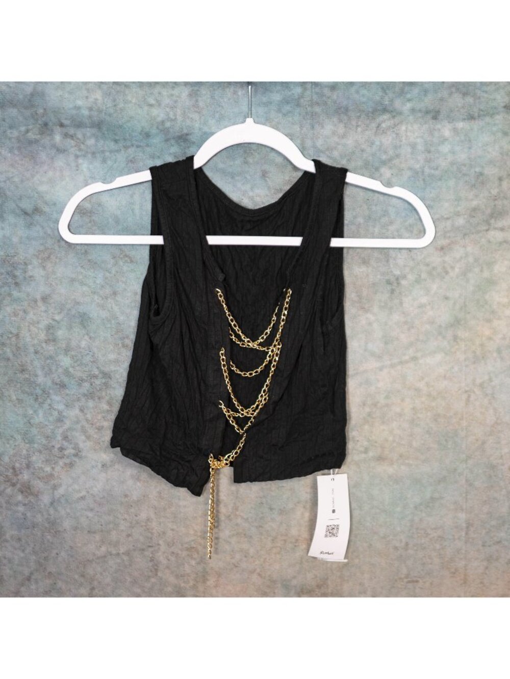 CLEARANCE NWT Romwe Sheer Black Chain Corset Crop Top - Medium